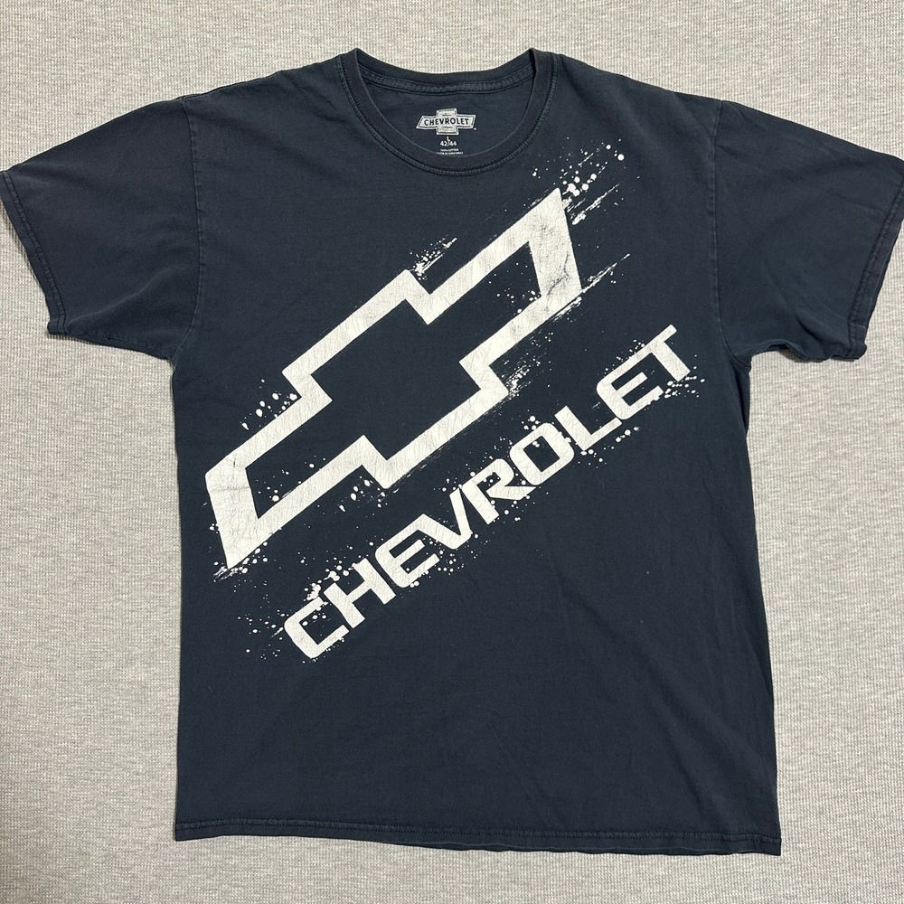 Chevrolet Bowtie Logo Paint Splatter Promo Graphic Tee Faded Black Mens Large